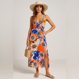 Walter Baker Natasha Bold Print Cut-Out Midi Dress